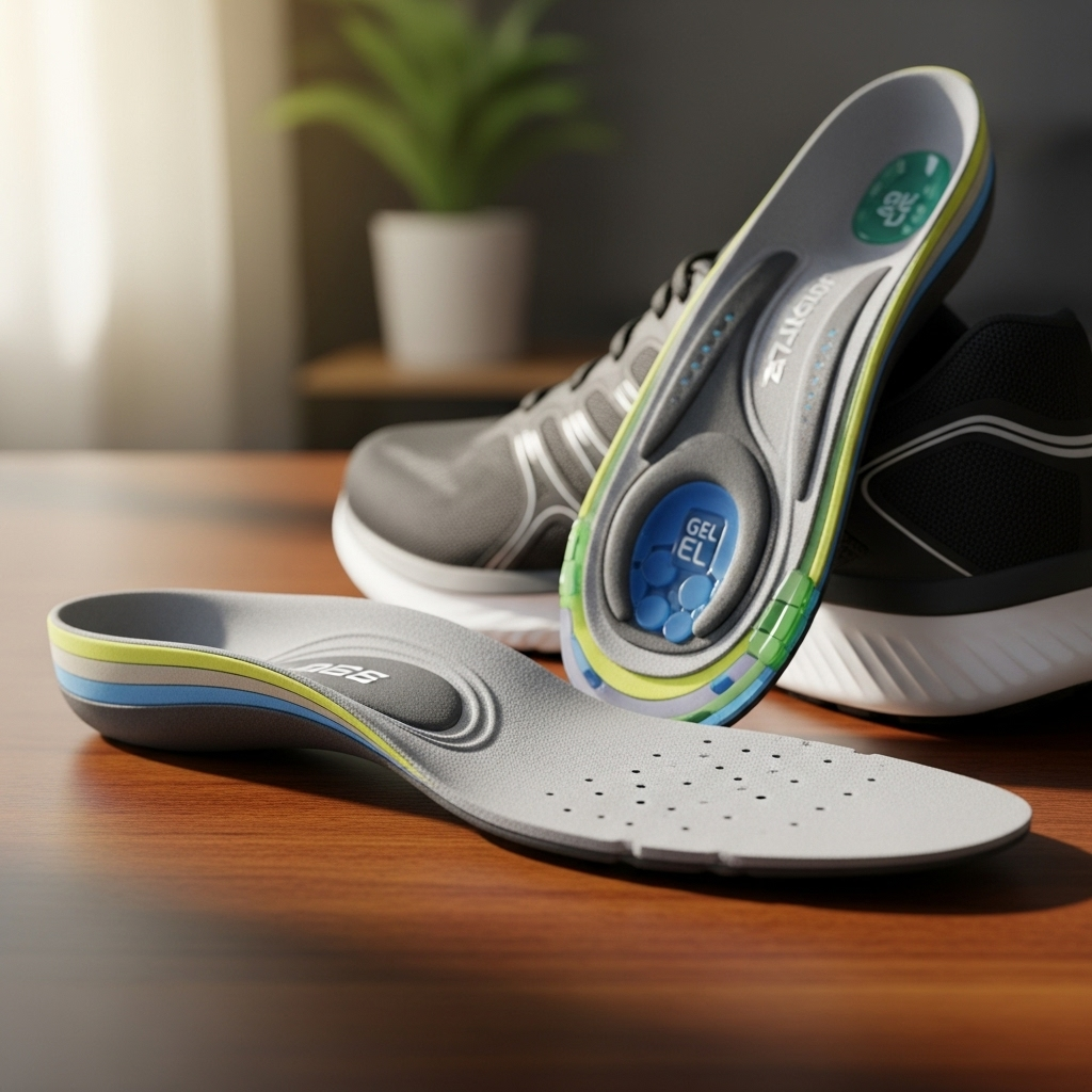 Generate a high-quality, relevant image prompt for an article about: Foot Pain Relief Insole For Pla